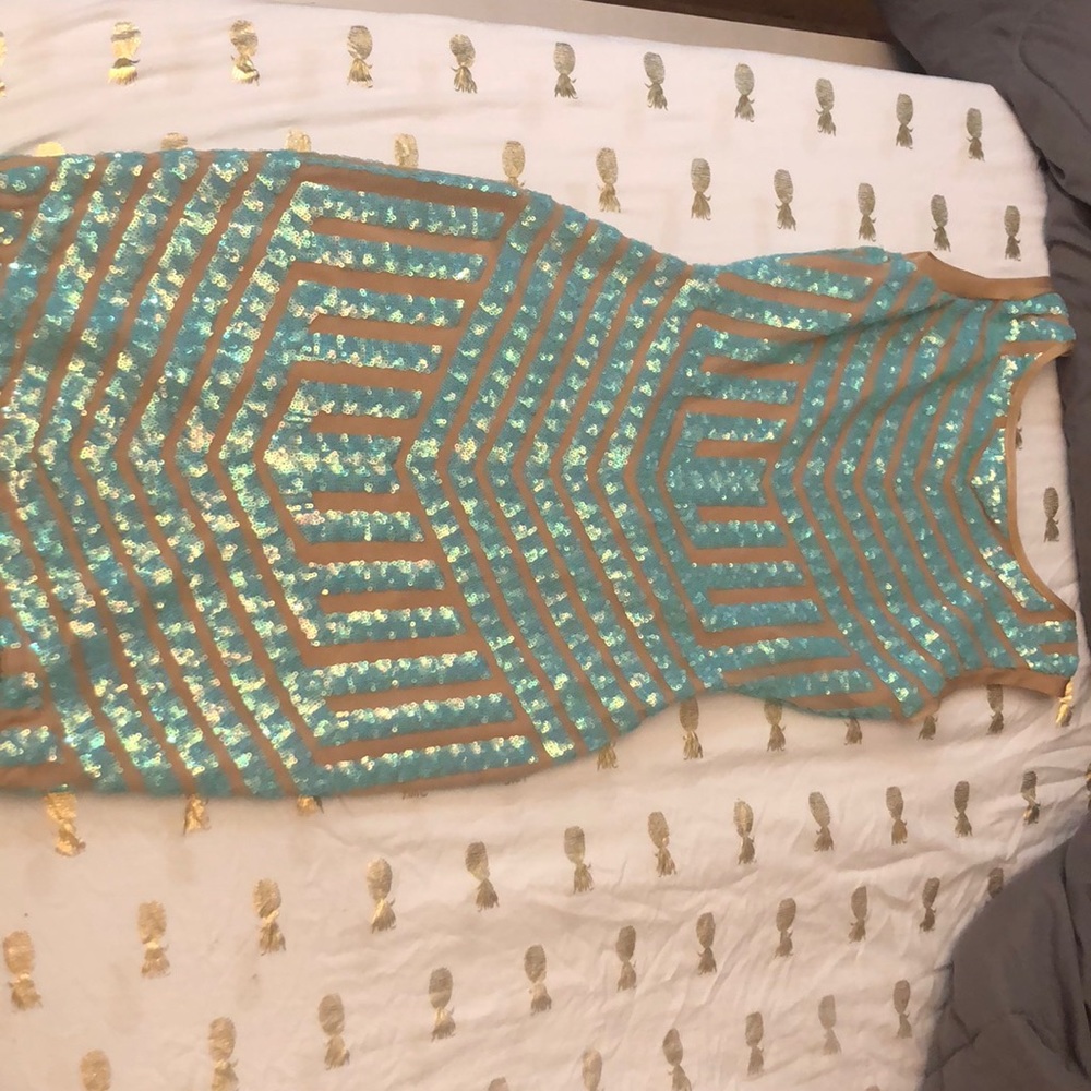 Teal sequin dress